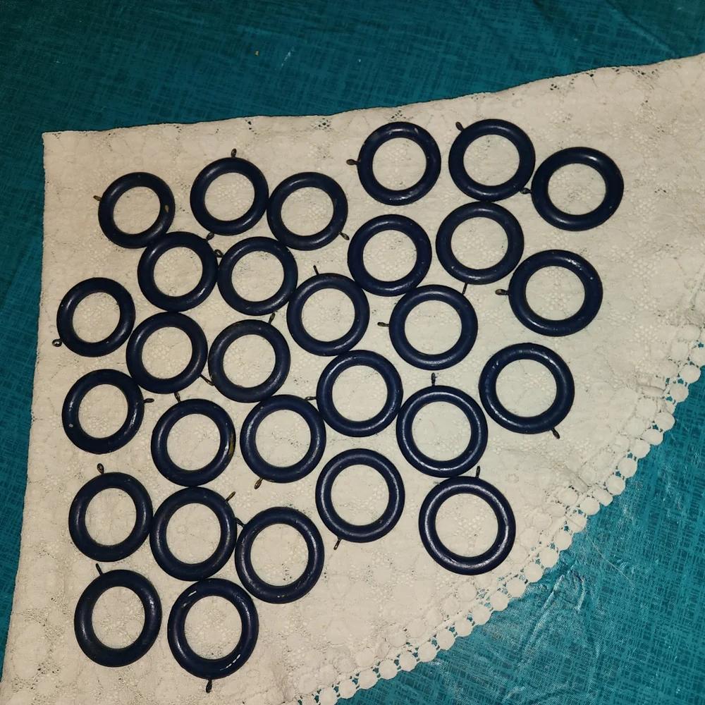 40 wood curtain hooks Mostly Blue w/screw hooks to hang drapes or for Crafting